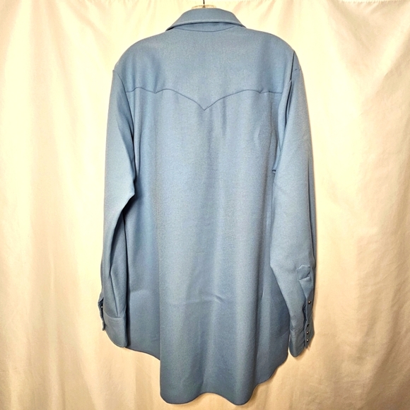 🛑 Vintage Miller Western Wear Mens Blue Embroidered Snap Front Shirt 17/35 - Picture 6 of 8